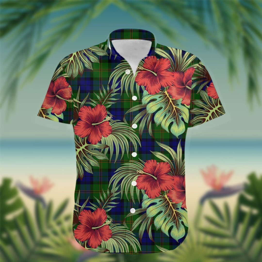 Dundas Tartan Hawaiian Shirt Hibiscus, Coconut, Parrot, Pineapple - Tropical Garden Shirt