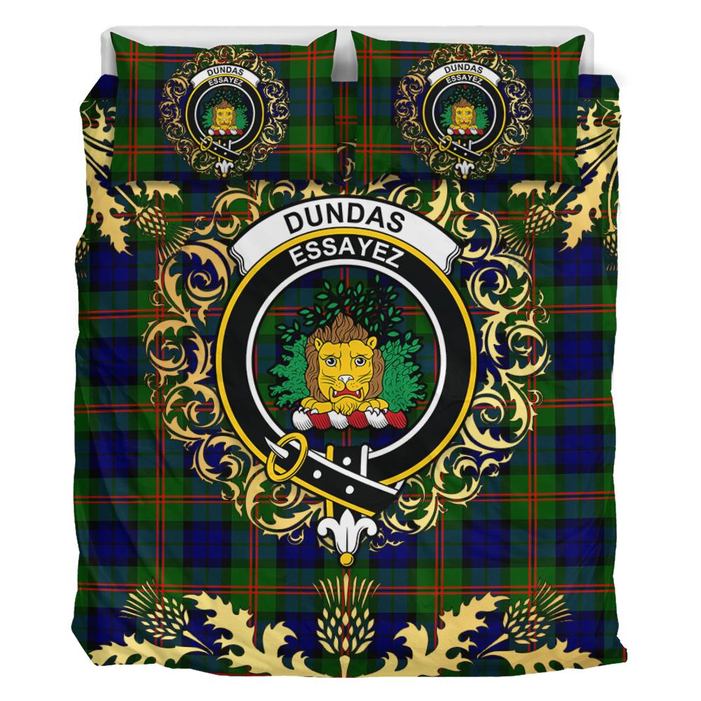 Dundas Modern 02 Tartan Crest Bedding Set - Golden Thistle Style