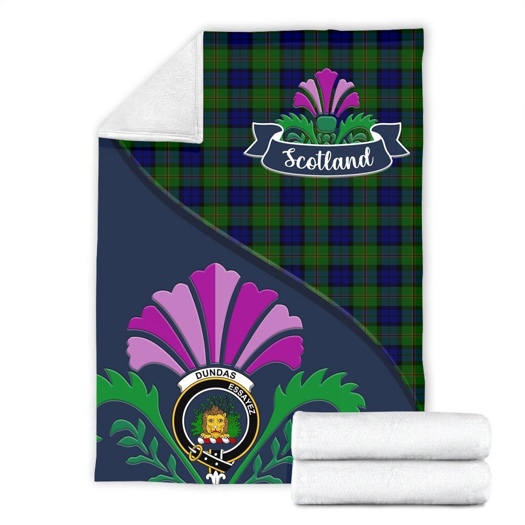 Dundas Tartan Crest Premium Blanket - Thistle Style