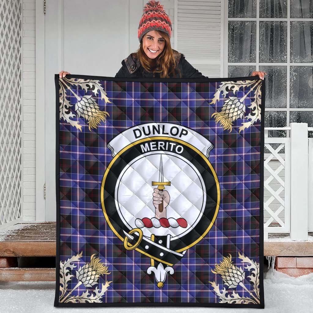 Dunlop Modern Tartan Crest Premium Quilt - Gold Thistle Style
