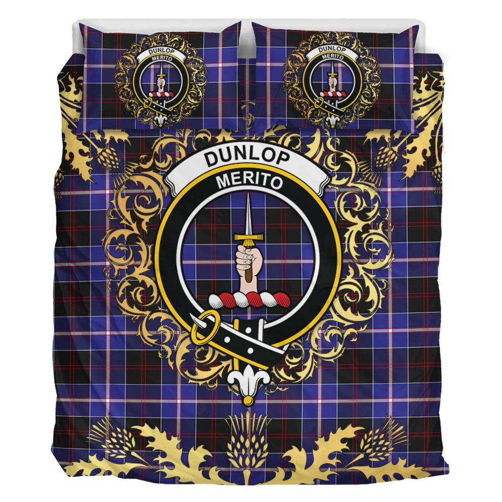 Dunlop Modern Tartan Crest Bedding Set - Golden Thistle Style
