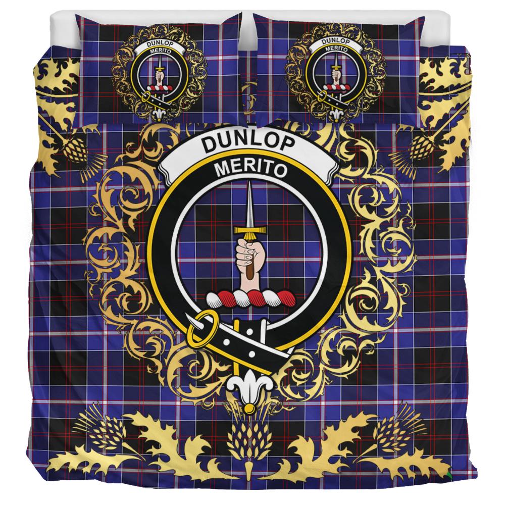 Dunlop Modern Tartan Crest Bedding Set - Golden Thistle Style