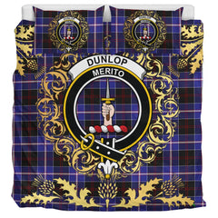 Dunlop Modern Tartan Crest Bedding Set - Golden Thistle Style