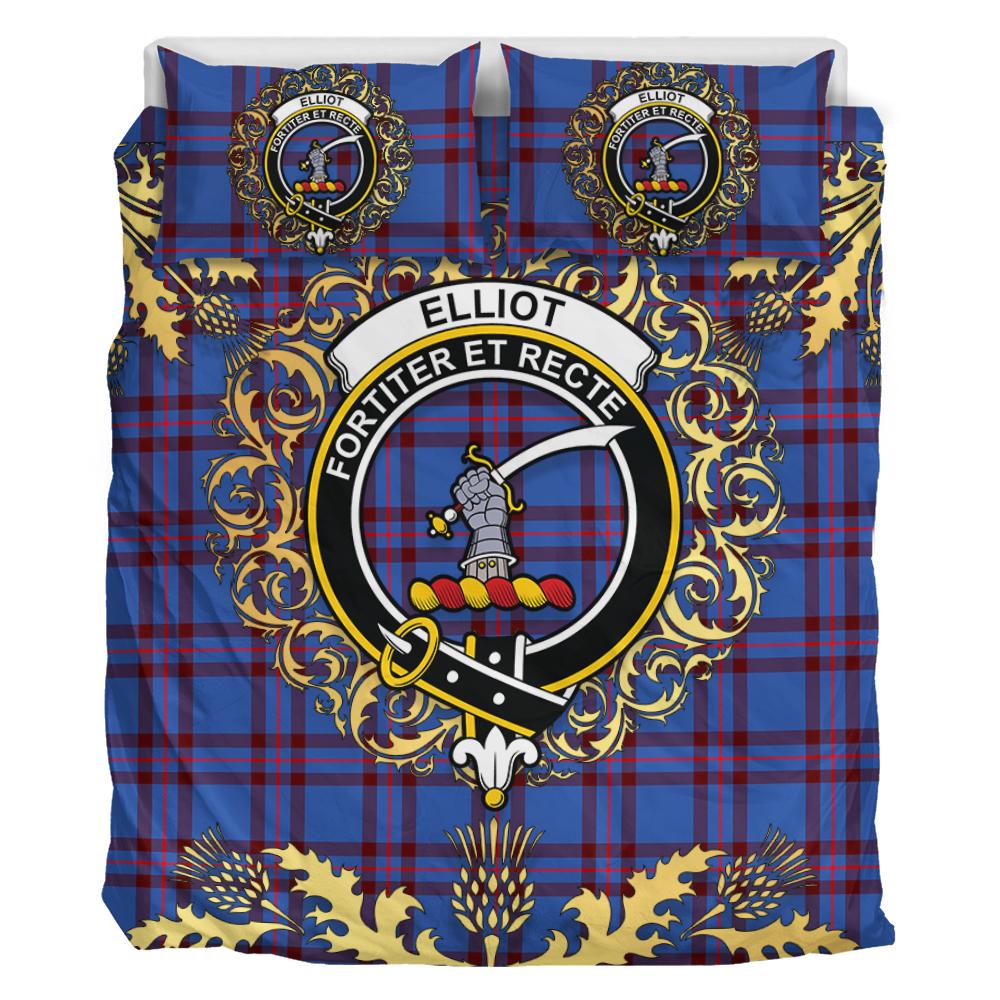 Elliot Modern Tartan Crest Bedding Set - Golden Thistle Style
