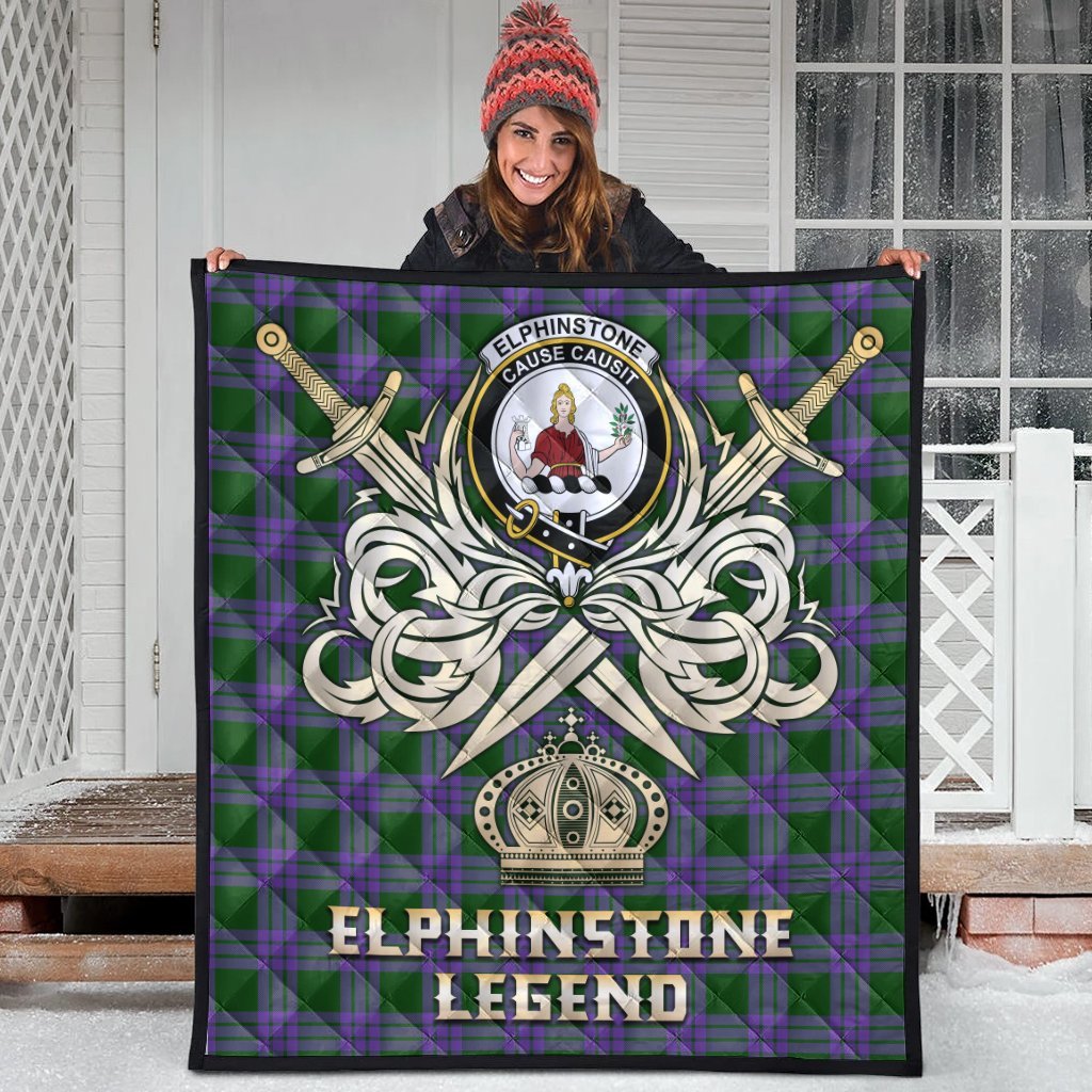 Elphinstone Tartan Crest Legend Gold Royal Premium Quilt