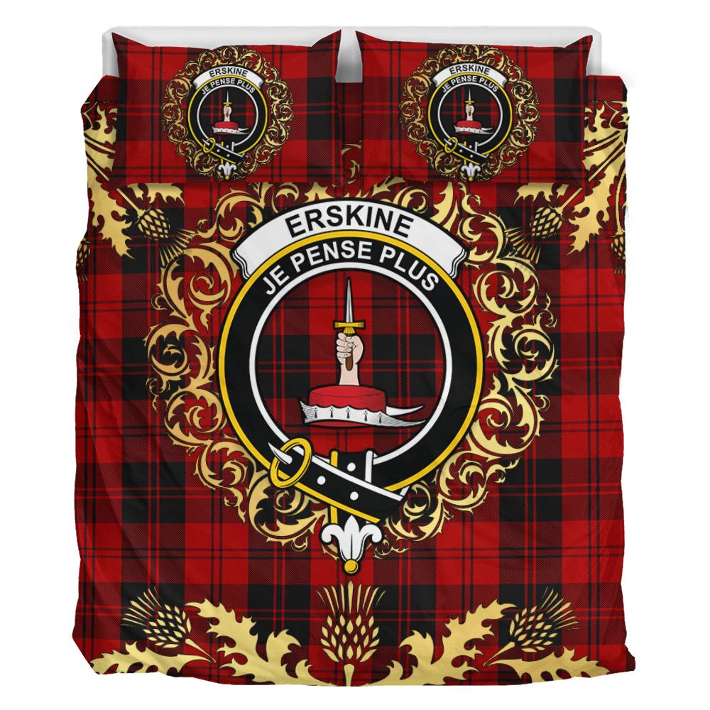 Erskine 02 Tartan Crest Bedding Set - Golden Thistle Style