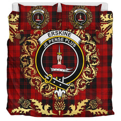 Erskine 02 Tartan Crest Bedding Set - Golden Thistle Style