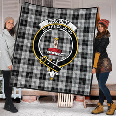 Erskine Black and White Tartan Crest Quilt