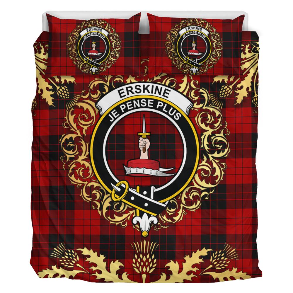Erskine Paton Tartan Crest Bedding Set - Golden Thistle Style