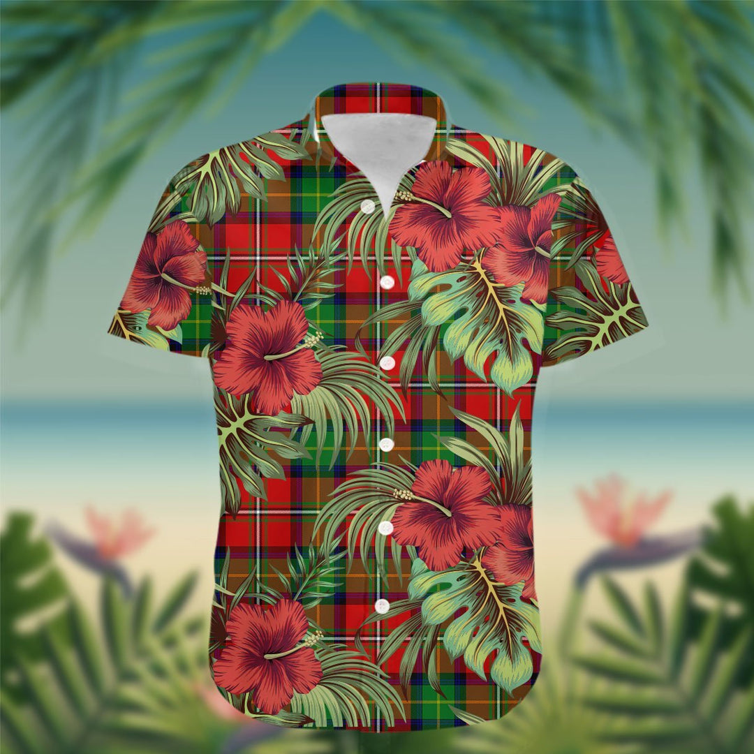 Fairlie Tartan Hawaiian Shirt Hibiscus, Coconut, Parrot, Pineapple - Tropical Garden Shirt