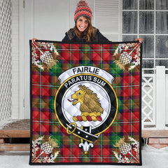 Fairlie Modern Tartan Crest Premium Quilt - Gold Thistle Style