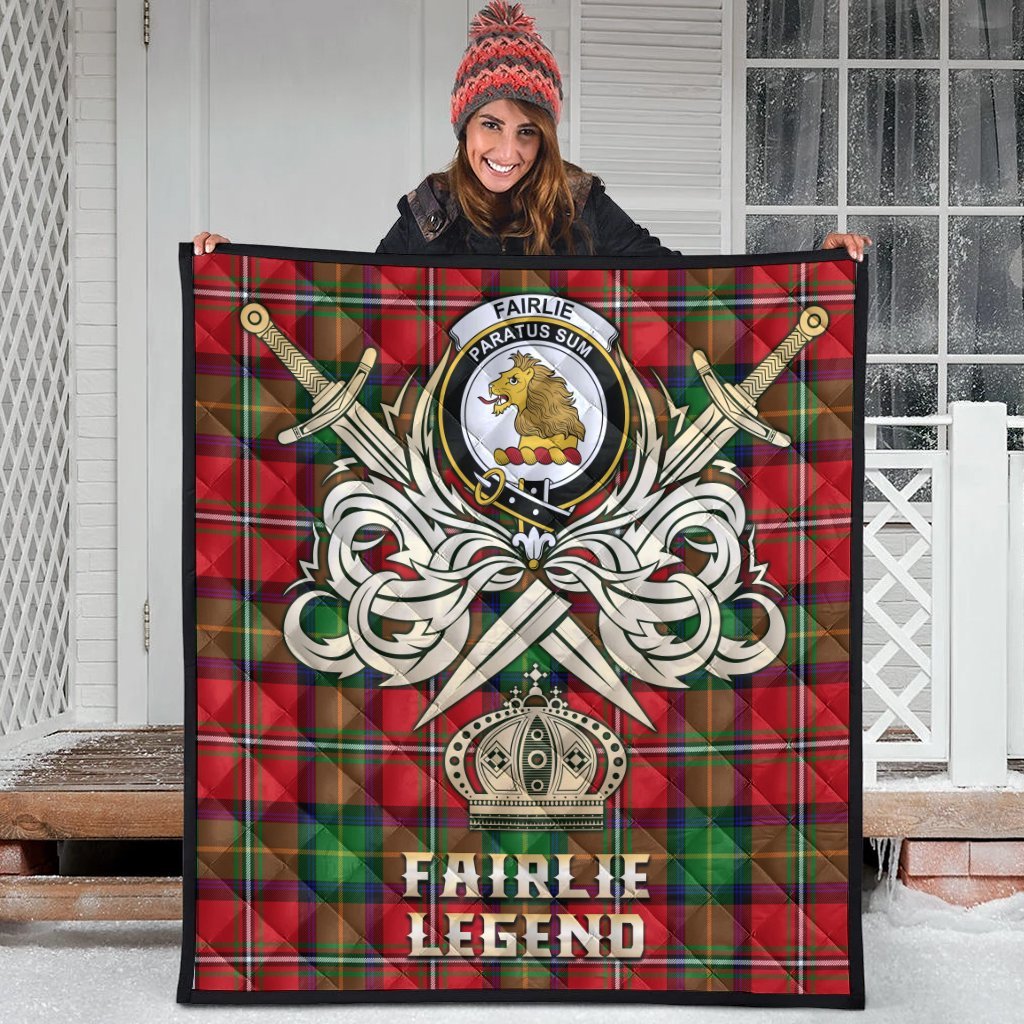 Fairlie Modern Tartan Crest Legend Gold Royal Premium Quilt