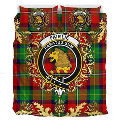 Fairlie Modern Tartan Crest Bedding Set - Golden Thistle Style