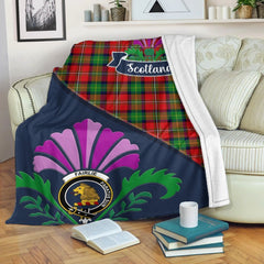 Fairlie Tartan Crest Premium Blanket - Thistle Style