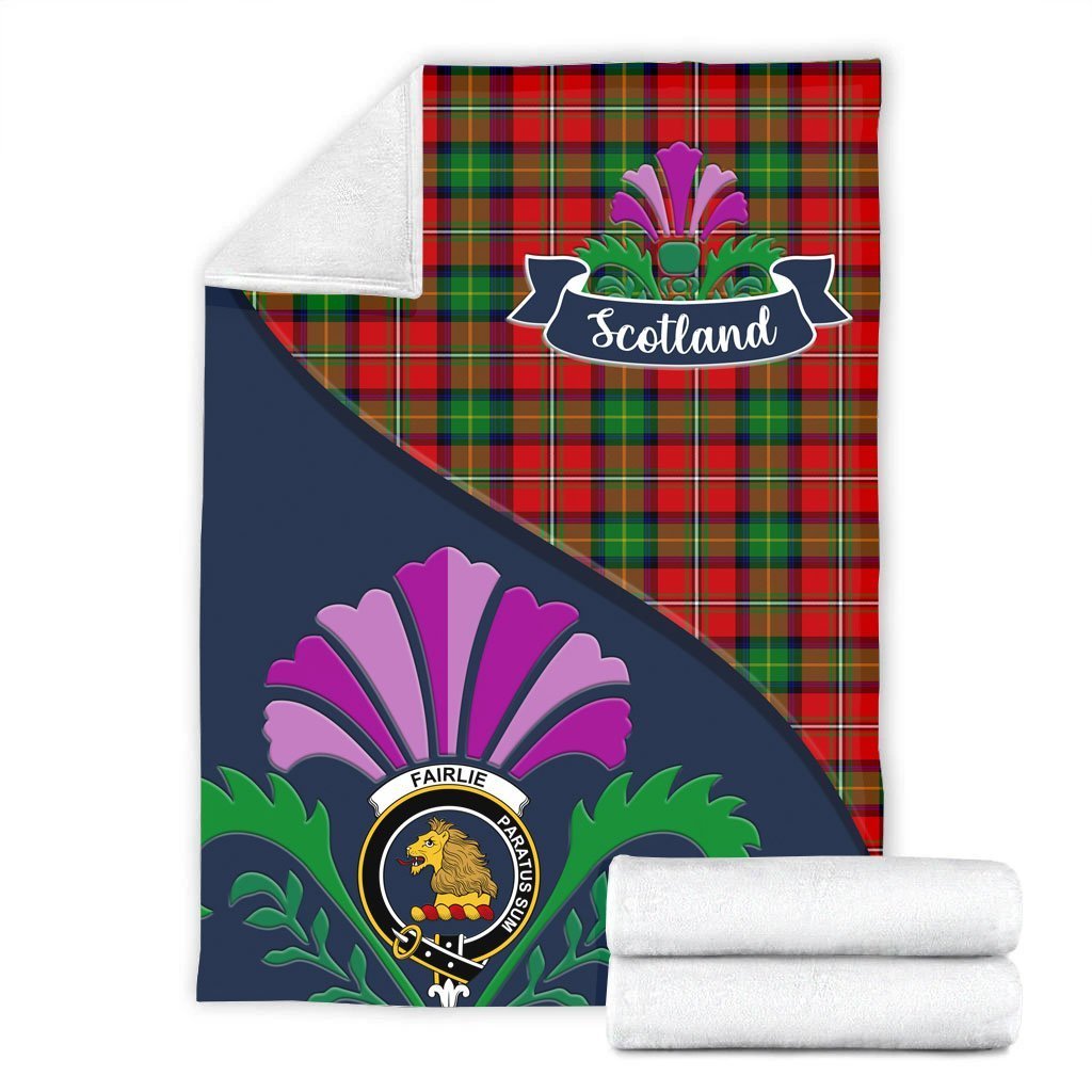 Fairlie Tartan Crest Premium Blanket - Thistle Style