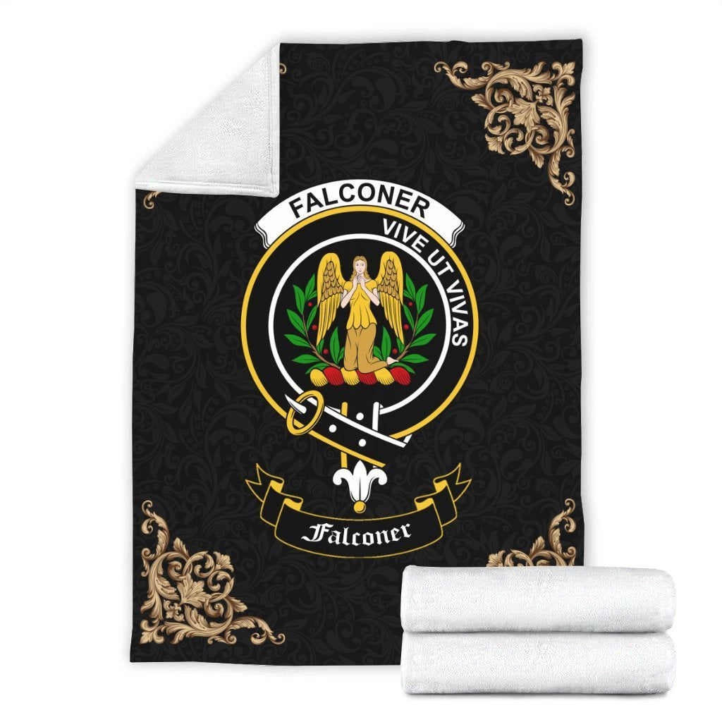 Falconer Crest Tartan Premium Blanket Black