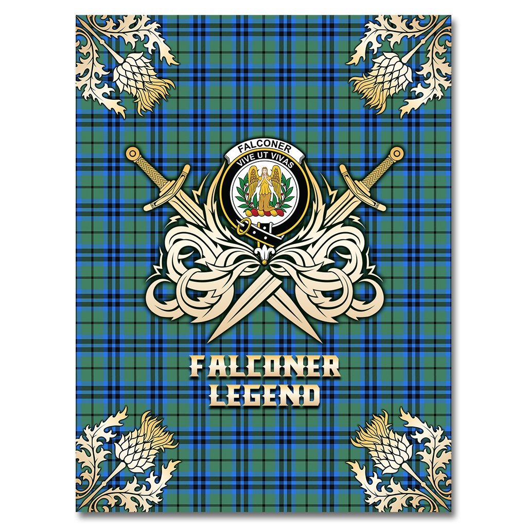 Falconer Tartan Gold Courage Symbol Blanket