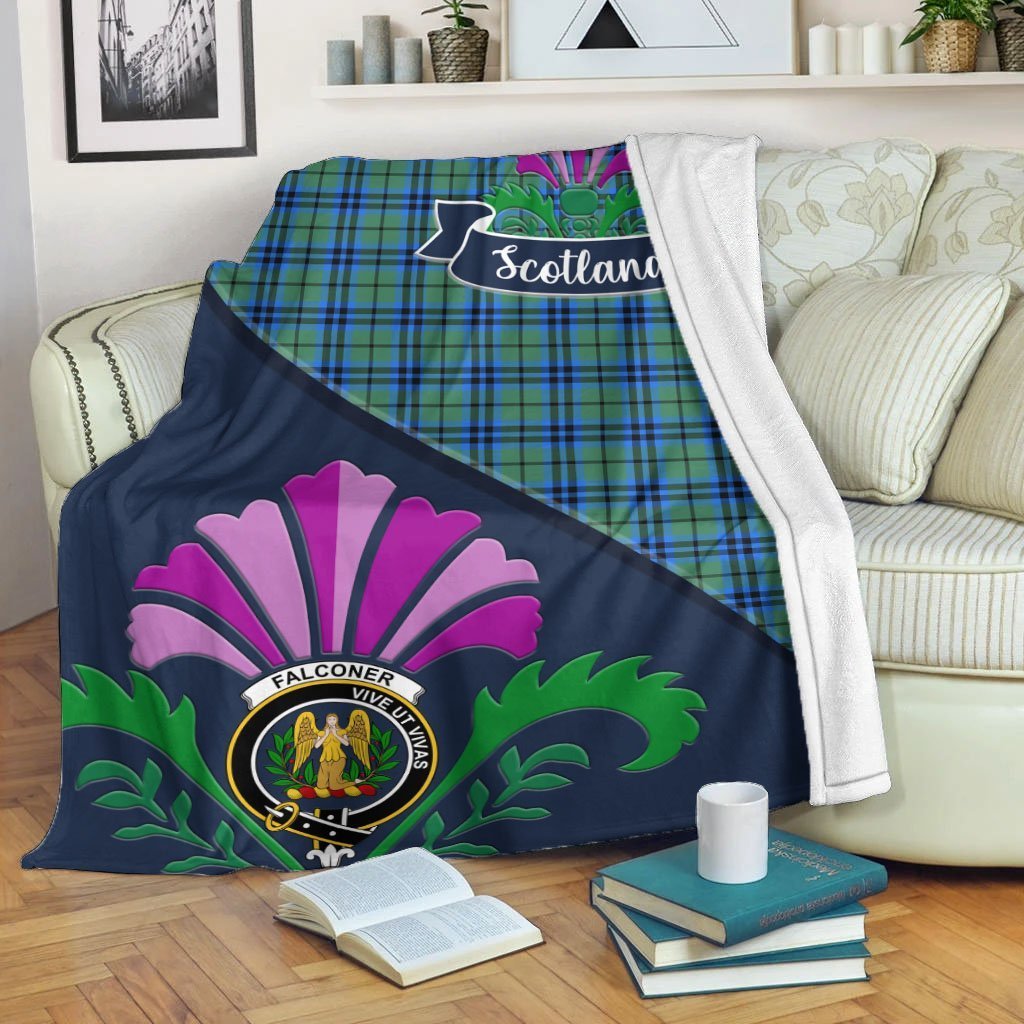 Falconer Tartan Crest Premium Blanket - Thistle Style