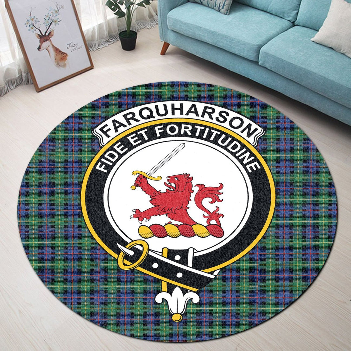 Farquharson Ancient Tartan Crest Round Rug