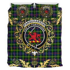 Farquharson Modern Tartan Crest Bedding Set - Golden Thistle Style