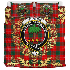 Fenton Tartan Crest Bedding Set - Golden Thistle Style