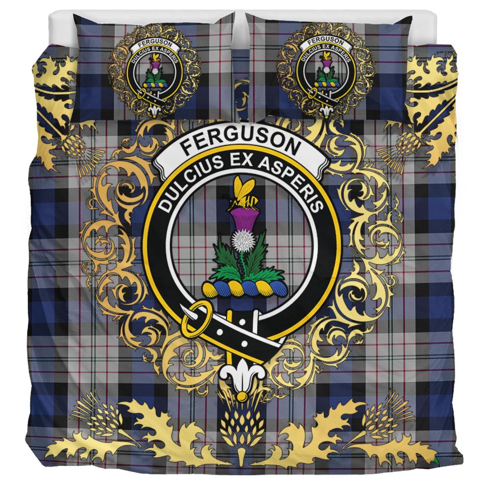 Ferguson Dress Tartan Crest Bedding Set - Golden Thistle Style