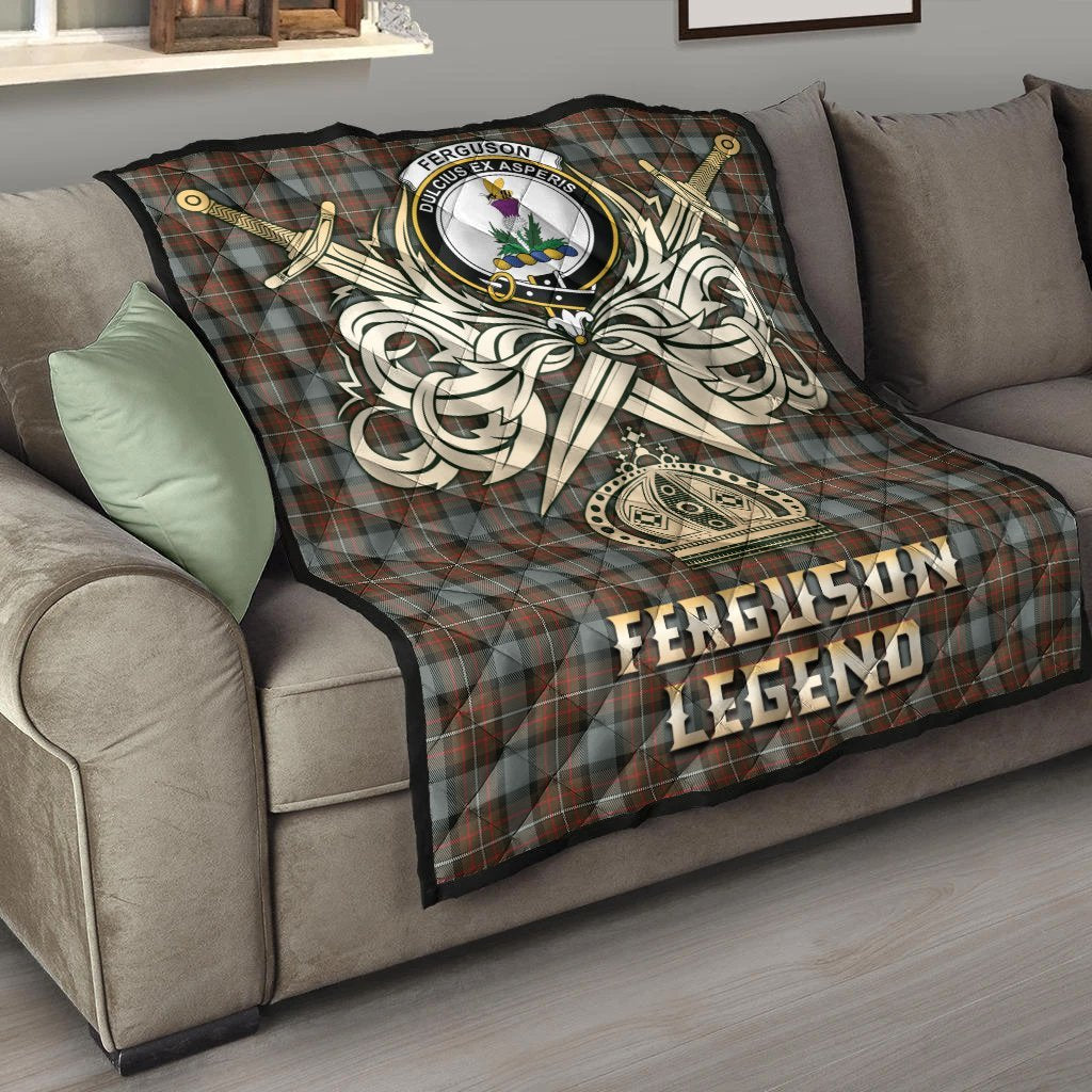 Ferguson Weathered Tartan Crest Legend Gold Royal Premium Quilt