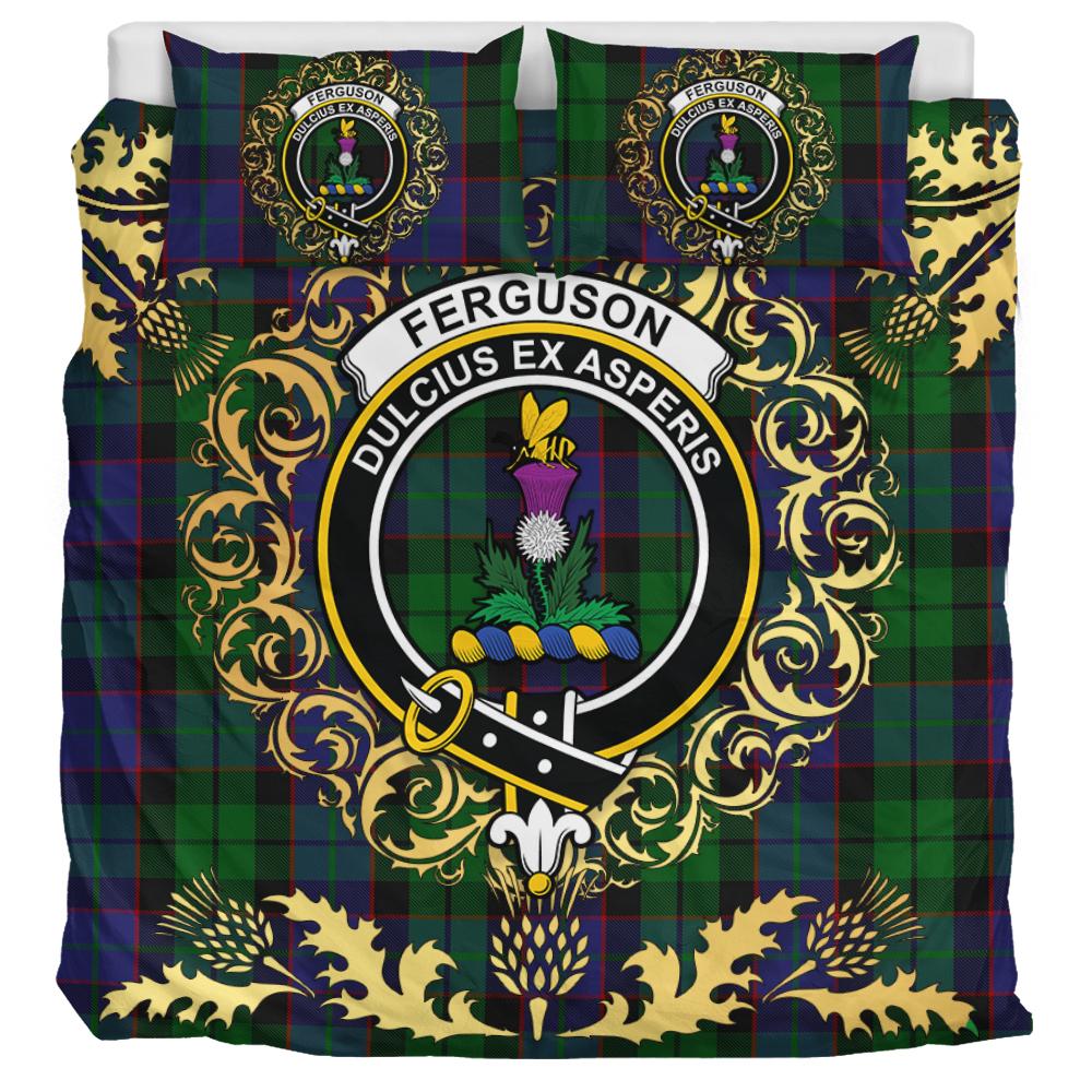 Ferguson of Balquhidder 02 Tartan Crest Bedding Set - Golden Thistle Style