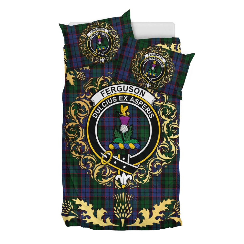 Ferguson of Balquhidder 03 Tartan Crest Bedding Set - Golden Thistle Style