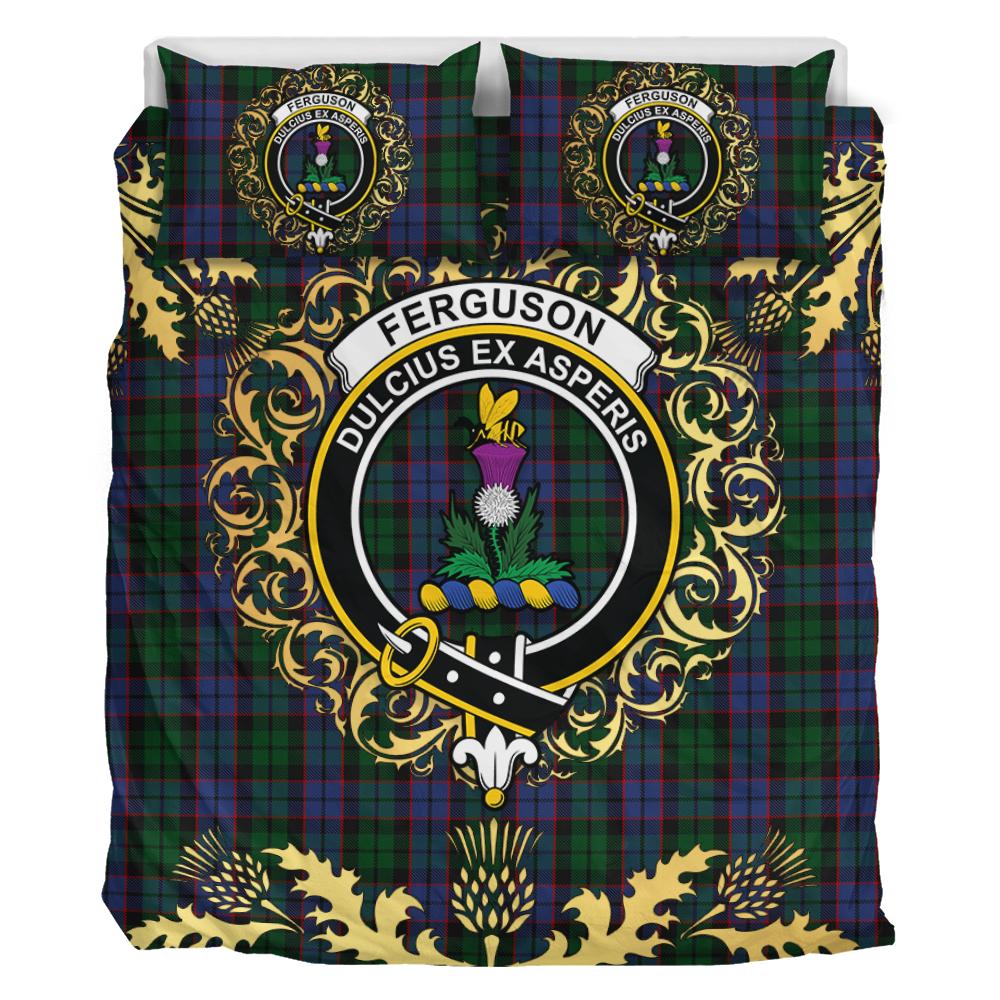 Ferguson of Balquhidder 03 Tartan Crest Bedding Set - Golden Thistle Style