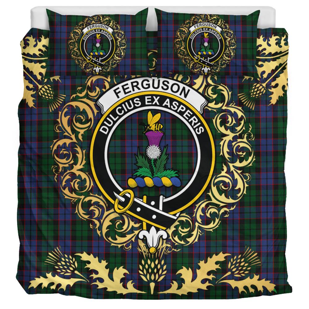 Ferguson of Balquhidder 03 Tartan Crest Bedding Set - Golden Thistle Style