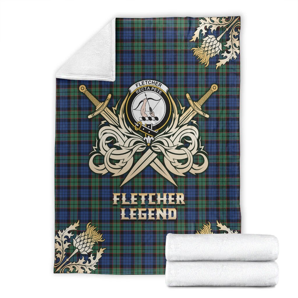 Fletcher Ancient Tartan Gold Courage Symbol Blanket