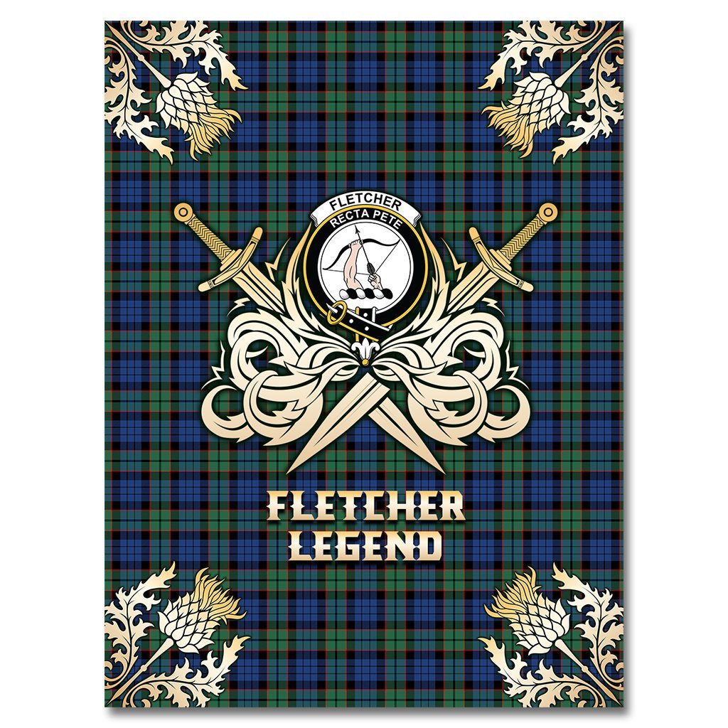 Fletcher Ancient Tartan Gold Courage Symbol Blanket