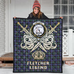 Fletcher Modern Tartan Crest Legend Gold Royal Premium Quilt