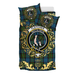 Fletcher of Dunans Tartan Crest Bedding Set - Golden Thistle Style