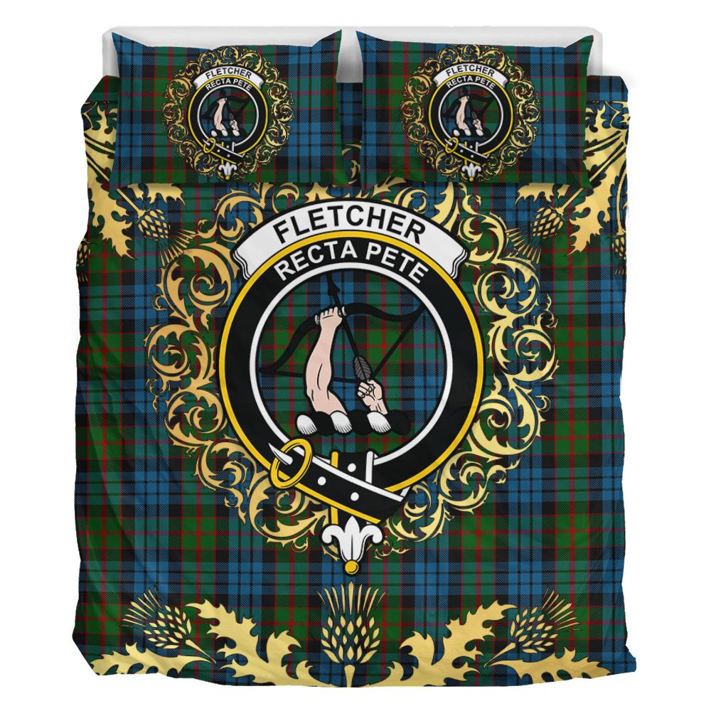 Fletcher of Dunans Tartan Crest Bedding Set - Golden Thistle Style