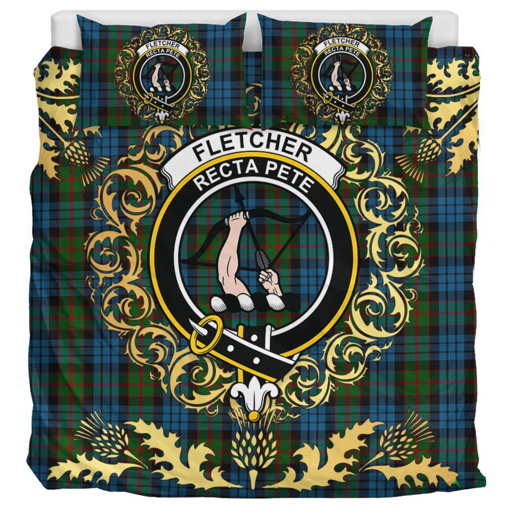 Fletcher of Dunans Tartan Crest Bedding Set - Golden Thistle Style
