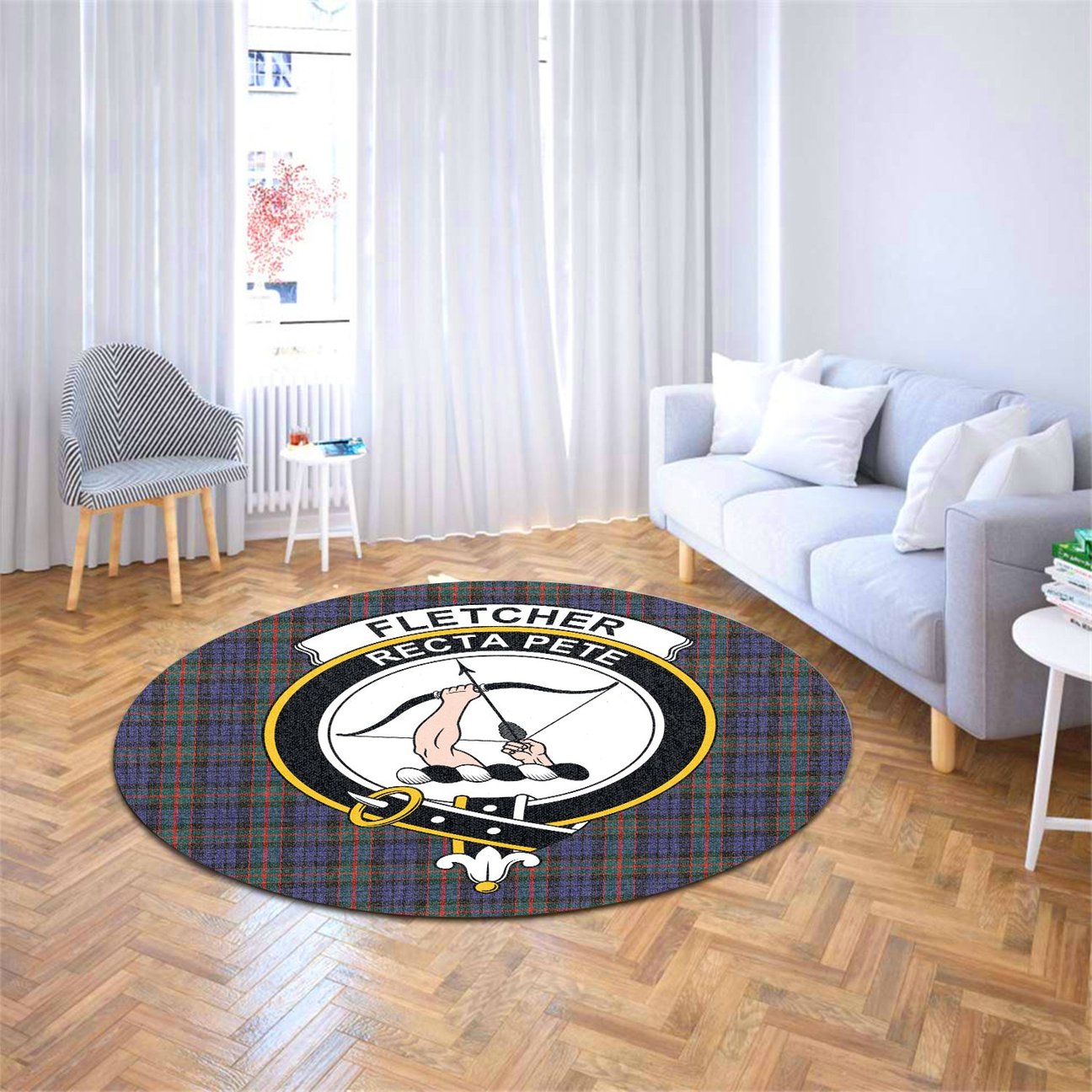 Fletcher of Dunans Tartan Crest Round Rug