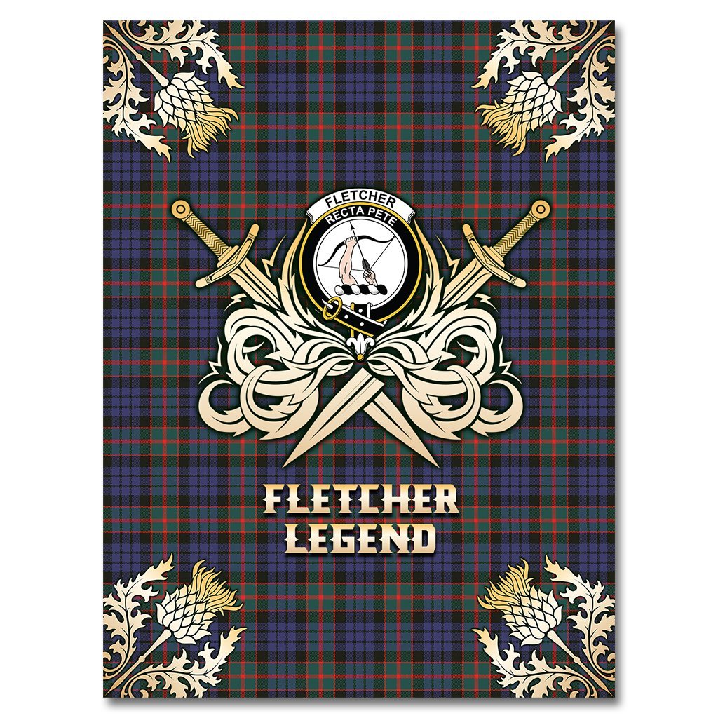 Fletcher of Dunans Tartan Gold Courage Symbol Blanket