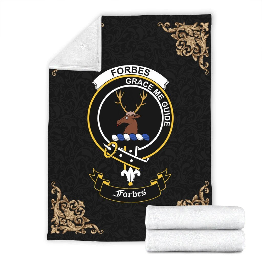 Forbes Crest Tartan Premium Blanket Black