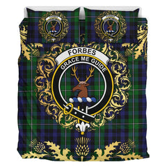 Forbes Ancient 02 Tartan Crest Bedding Set - Golden Thistle Style