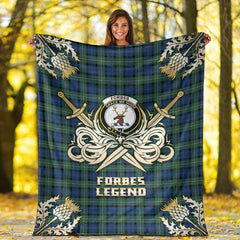 Forbes Ancient Tartan Gold Courage Symbol Blanket