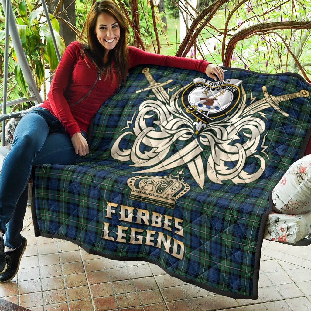 Forbes Ancient Tartan Crest Legend Gold Royal Premium Quilt