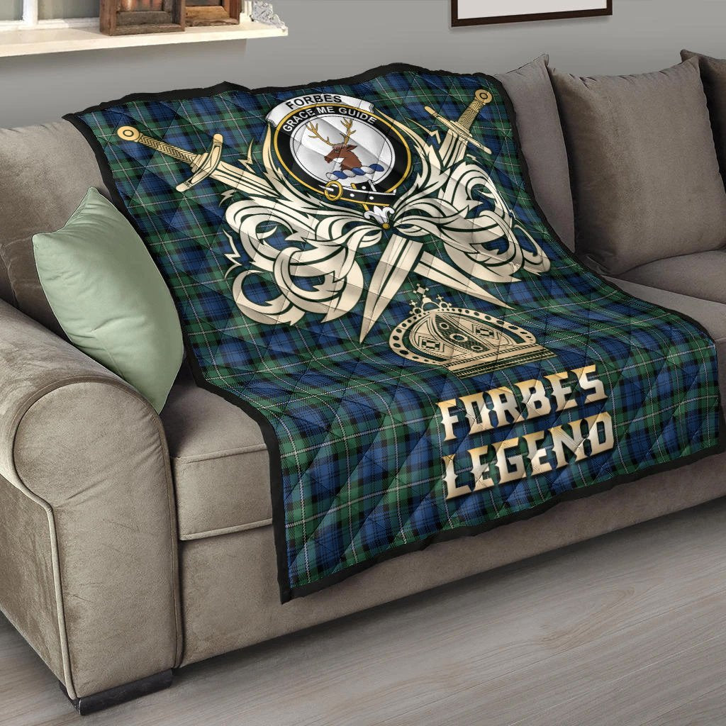 Forbes Ancient Tartan Crest Legend Gold Royal Premium Quilt