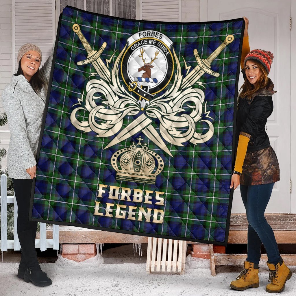Forbes Modern Tartan Crest Legend Gold Royal Premium Quilt