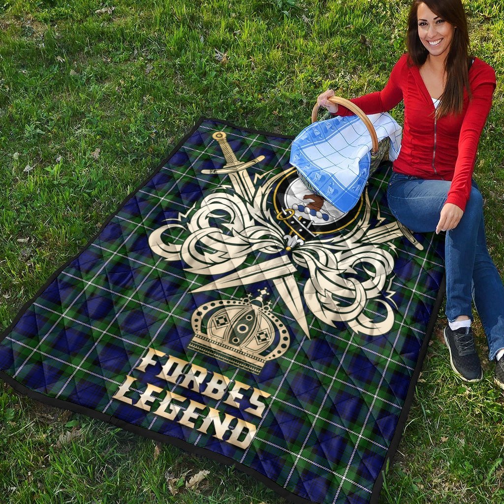 Forbes Modern Tartan Crest Legend Gold Royal Premium Quilt