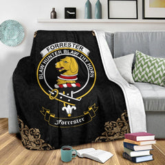 Forrester Crest Tartan Premium Blanket Black