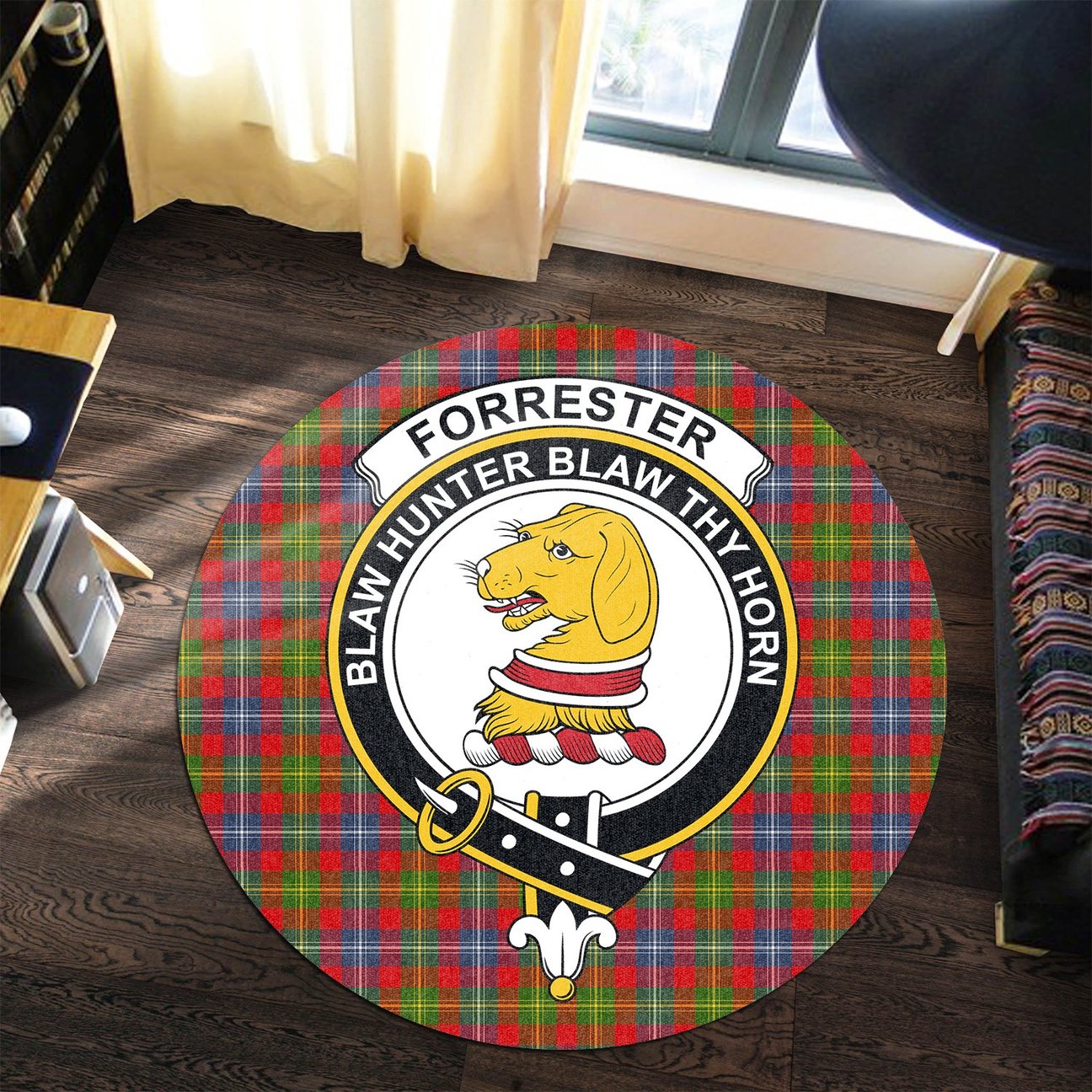 Forrester Tartan Crest Round Rug