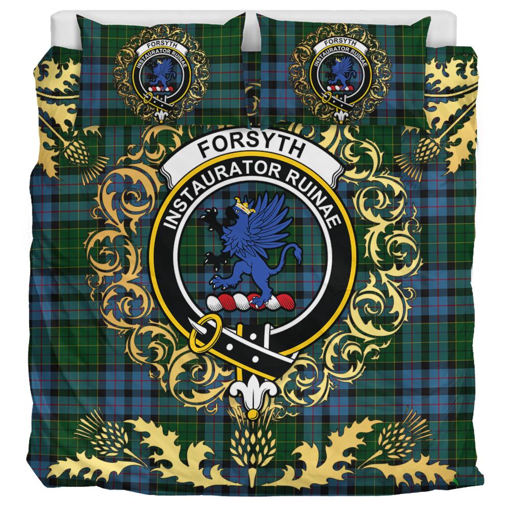 Forsyth 01 Tartan Crest Bedding Set - Golden Thistle Style