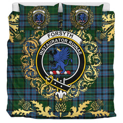 Forsyth 01 Tartan Crest Bedding Set - Golden Thistle Style